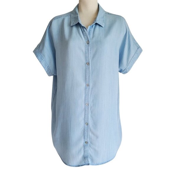 Soft Surroundings Je Veux 100% Lyocell Shirt Light Chambray Size S - Picture 5 of 16